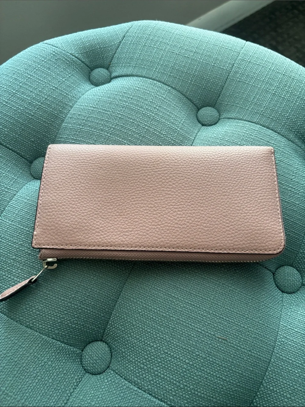 Coach Pebbled Leather Wallet pale pink